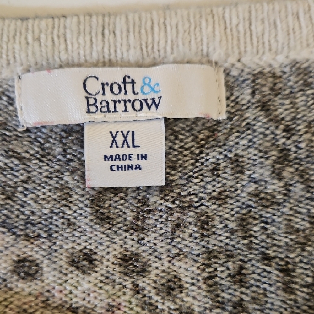 Croft & Barrow Black and Gray Knit Sweater XXL